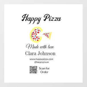 Autocollant Pour Fenêtre Restaurant de pizzas café pizzeria scannez le code