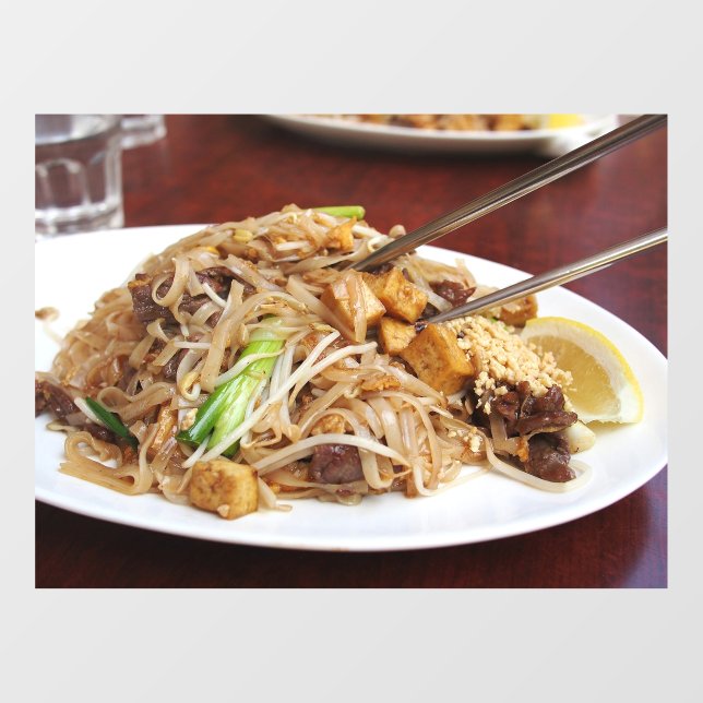 Autocollant Pour Fenêtre Restaurant de repas thaïlandais nouilles frites (Feuille)
