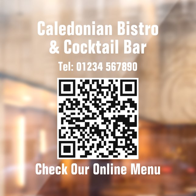 Autocollant Pour Fenêtre Restaurant en ligne Menu QR Code (Feuille 2)