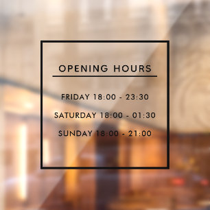 Autocollant Pour Fenêtre Restaurant noir personnalisé Heures d'ouverture