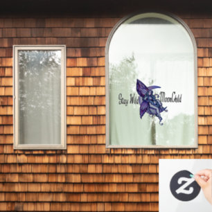Autocollant Pour Fenêtre Restez sauvage Lune Enfant Lune Fée Fée Violet