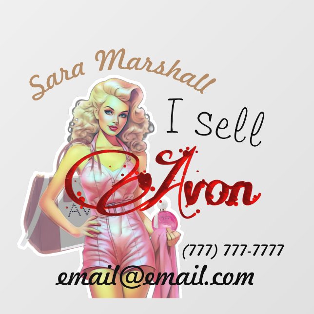 Autocollant Pour Fenêtre Retro Avon Représentant (Feuille)