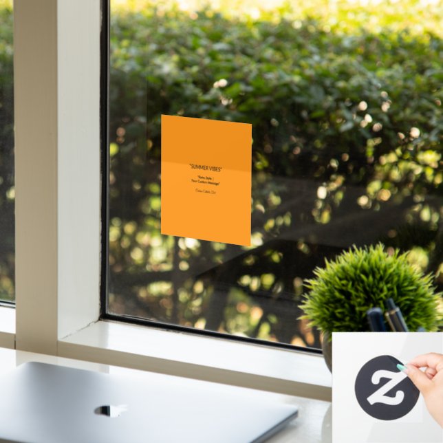 Autocollant Pour Fenêtre Retro Orange Texture - Vibes d'été Art (Bureau)