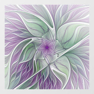 Autocollant Pour Fenêtre Rêve de fleurs, Abstrait violet vert Fractal Art