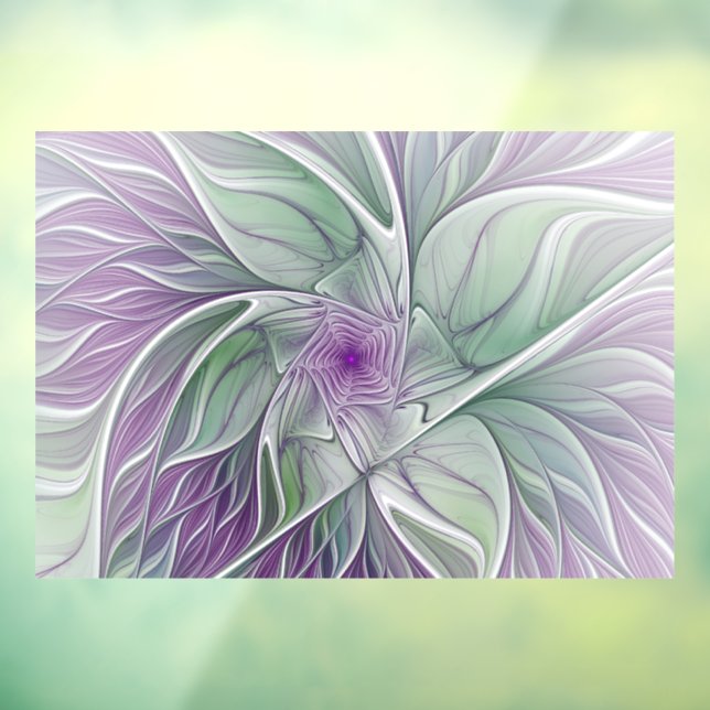 Autocollant Pour Fenêtre Rêve de fleurs, Abstrait violet vert Fractal Art (Feuille 3)