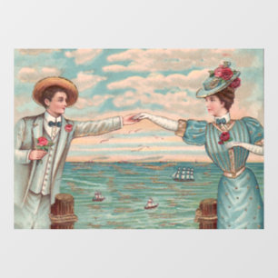 Autocollant Pour Fenêtre Robe de mariage d'amour de plage victorienne Coupl