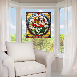 Autocollant Pour Fenêtre Rose Unique Élégant Faux Verre Cathédrale