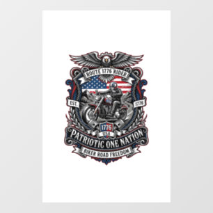 Autocollant Pour Fenêtre Route patriotique 1776 Cavalier Motard Route Liber