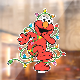Autocollant Pour Fenêtre Rue Sésame Première lumière de Noël d'Elmo