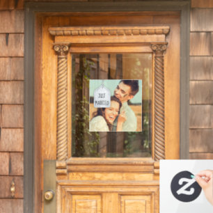 Autocollant Pour Fenêtre Rustic Scrapbook Juste Marié Photo Mariage Carré