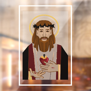 Autocollant Pour Fenêtre Sacré Coeur de Jésus Cling fenêtre
