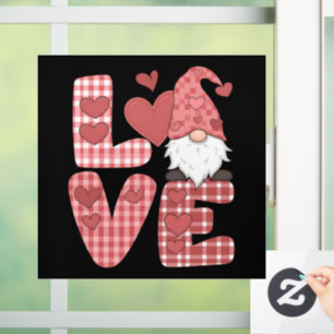 Autocollant Pour Fenêtre Saint-Valentin Gnome Mignon Cœur Amour