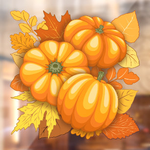 Autocollant Pour Fenêtre Saison d'automne Halloween Citrouille Motif