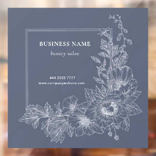 Autocollant Pour Fenêtre Salon de beauté à la frontière florale élégante Bl