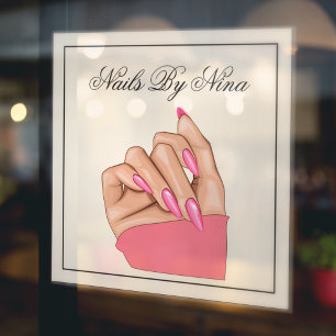 Autocollant Pour Fenêtre Salon de beauté Elegant Pink Nail Artist