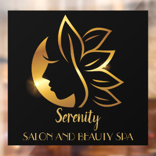 Autocollant Pour Fenêtre Salon de beauté et spa pour femmes Teinte dorée pe
