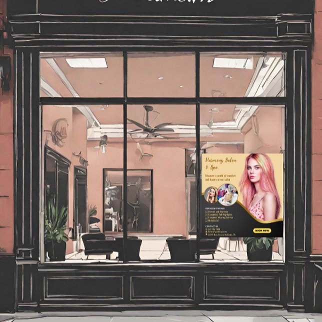 Autocollant Pour Fenêtre Salon de coiffure personnalisé Spa Coupe Teinture  (Créateur téléchargé)