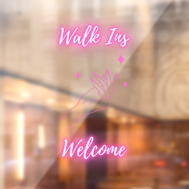 Autocollant Pour Fenêtre Salon de Manucure Bienvenue aux Passants Rose (Feuille 2)