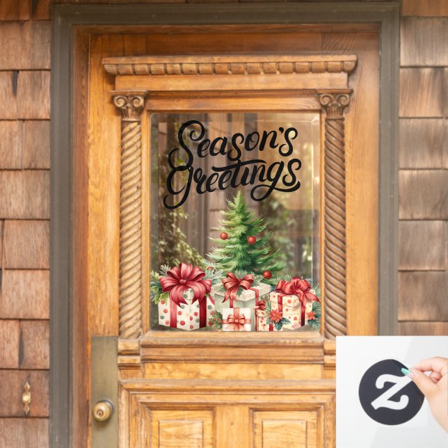 Autocollant Pour Fenêtre Salutations de la saison Noël (Porte d'accueil)