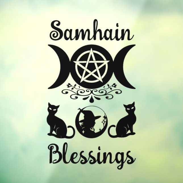 Autocollant Pour Fenêtre Samhain Bénédictions Halloween celtique Wiccan (Feuille 3)
