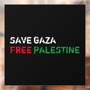 Autocollant Pour Fenêtre Save Gaza Free Palestine blanc rouge noir