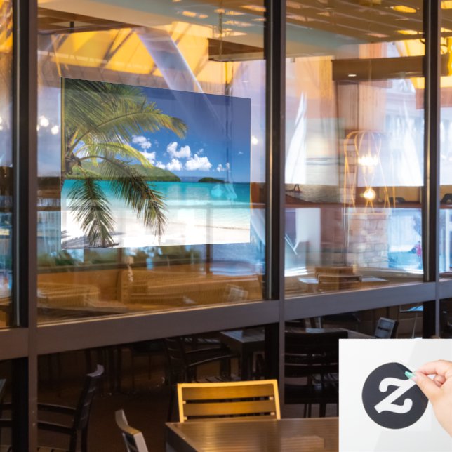 Autocollant Pour Fenêtre Scène De Plage Tropicale (Fenêtre du restaurant)