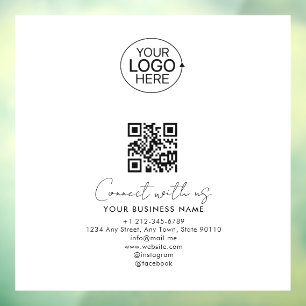 Autocollant Pour Fenêtre Script Simple Logo Code QR Promo Connectez-vous av