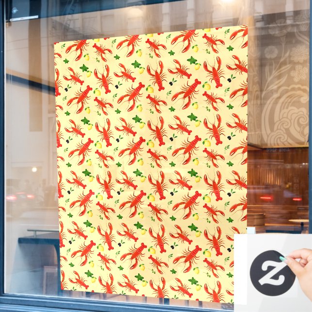 Autocollant Pour Fenêtre Seafood Restaurant Lobster Pattern Large (Fenêtre de café)
