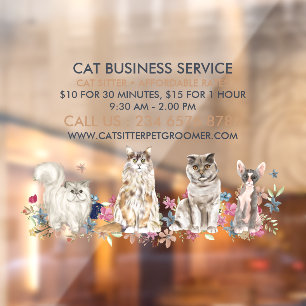 Autocollant Pour Fenêtre Service de garde de chat Toiletteur pour animaux d