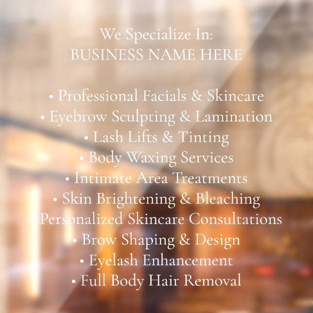 Autocollant Pour Fenêtre Services de Beauté Professionnels (Feuille 2)