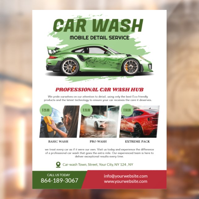 Autocollant Pour Fenêtre Services de lavage de voiture (Feuille 2)