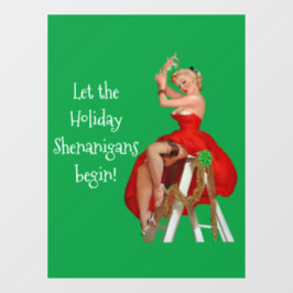 Autocollant Pour Fenêtre Shenanigans de vacances Pinup rétro Noël