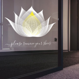 Autocollant Pour Fenêtre S'il vous plaît Enlevez Vos Chaussures Lotus Flowe