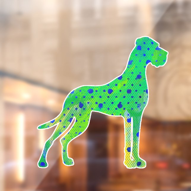 Autocollant Pour Fenêtre Silhouette verte moderne Great Dane (Feuille 2)