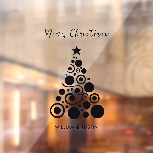 Autocollant Pour Fenêtre Simple Bureau de Noël Joyeux Noël Noir (Feuille 2)