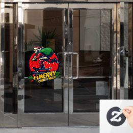 Autocollant Pour Fenêtre Skateboard Shop Santa Claus Skateboarder Decor