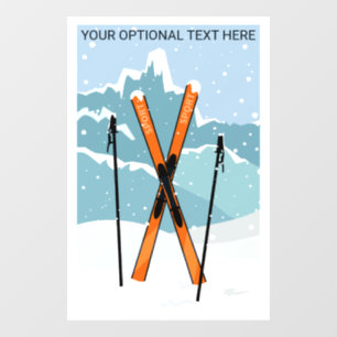 Autocollant Pour Fenêtre Ski d'hiver de texte personnalisé