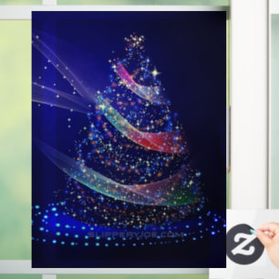 Autocollant Pour Fenêtre SlipperyJoe arbre de Noël numérique translucide ro