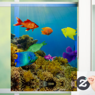 Autocollant Pour Fenêtre SlipperyJoe's Fish Pride tropicale vert bleu pourp