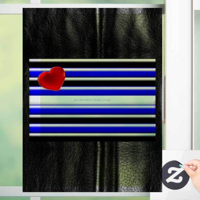 Autocollant Pour Fenêtre SlipperyJoe's Gay Leather Pride drapeau royal noir (Maison)