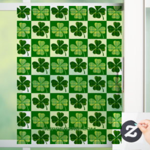 Autocollant Pour Fenêtre SlipperyJoe's Green four-leaf clovers Saint Patric