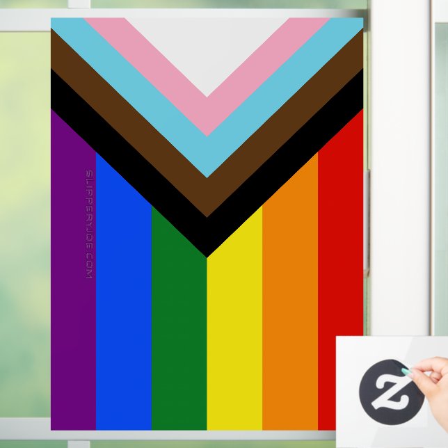 Autocollant Pour Fenêtre SlipperyJoe's Progress Pride Drapeaux gay cadeaux  (Maison)