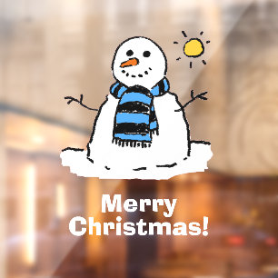 Autocollant Pour Fenêtre Snowman avec joyeux clin de fenêtre de Noël
