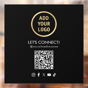 Autocollant Pour Fenêtre Social Media QR Code Ajouter votre logo noir