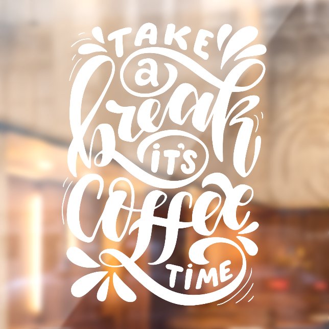 Autocollant Pour Fenêtre Son Café Time, coffee shop  (Feuille 2)