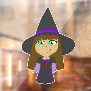 Autocollant Pour Fenêtre sorcière chibi