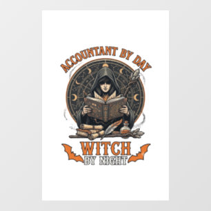 Autocollant Pour Fenêtre Sorcière de jour de comptable nuit livre de magie