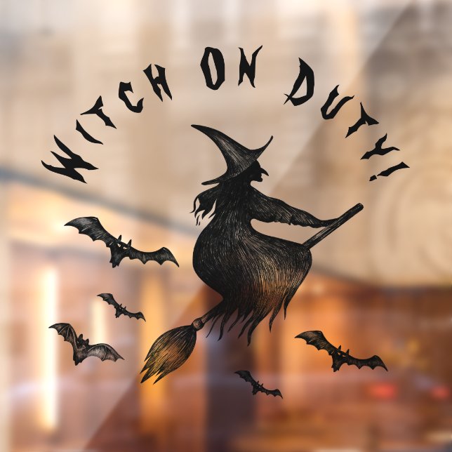 Autocollant Pour Fenêtre Sorcière volante Halloween Éffrayante Pleine lune  (Feuille 2)