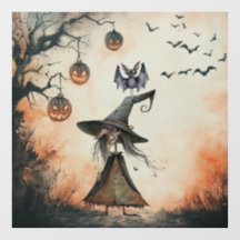 Sorcières Chauves-souris et Citrouilles Halloween