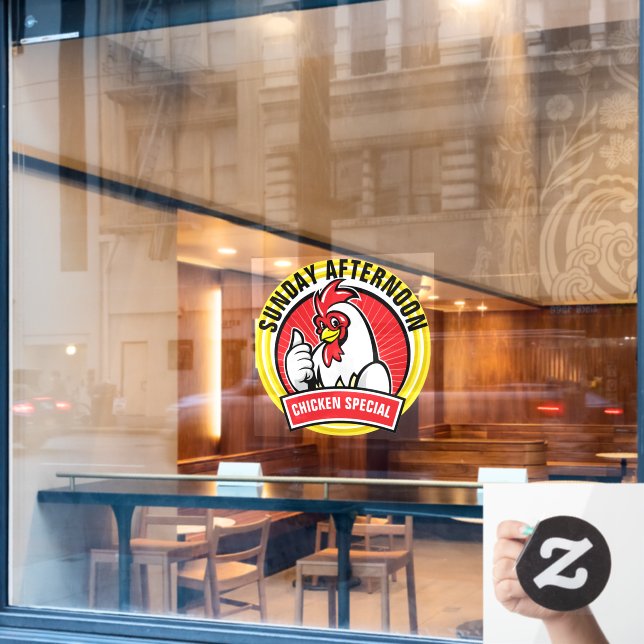 Autocollant Pour Fenêtre Spécialité de poulet du restaurant (Fenêtre de café)